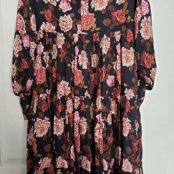 Free people rows of roses maxi dress in black combo size XS - Picture 11 of 16